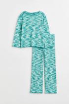 H & M - 2-piece Rib-knit Set - Turquoise