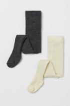 H & M - 2-pack Wool-blend Tights - Gray