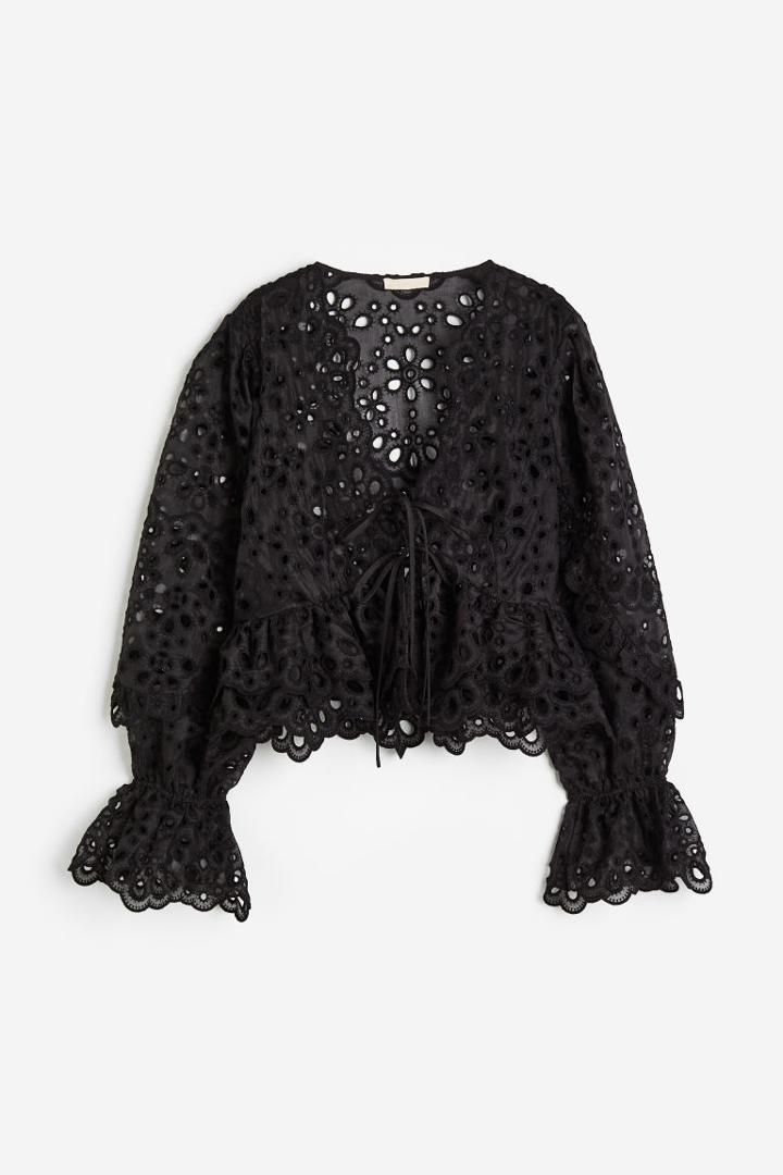 H & M - Broderie Anglaise Blouse - Black