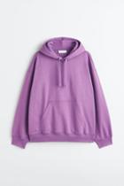 H & M - Oversized Fit Cotton Hoodie - Purple