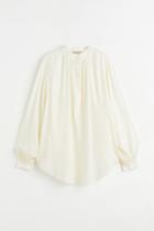 H & M - Balloon-sleeved Blouse - White