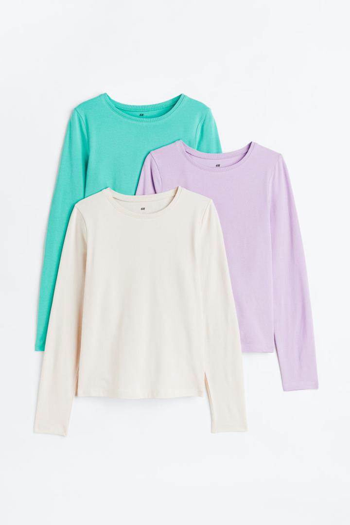 H & M - 3-pack Jersey Tops - Purple