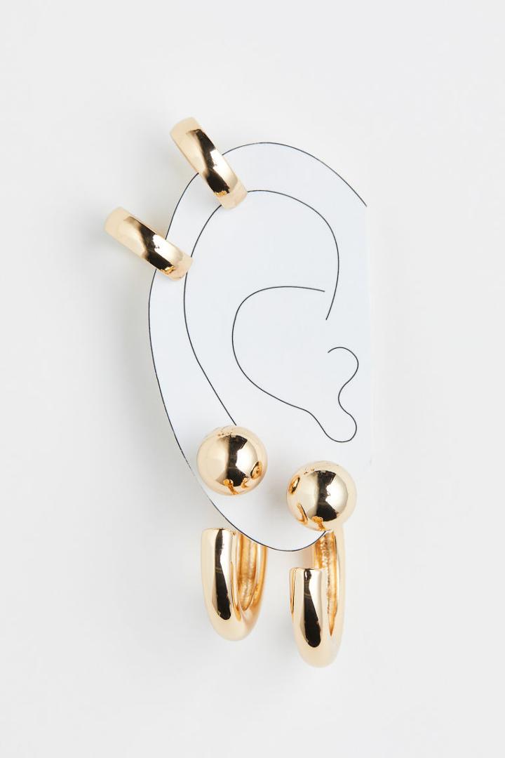 H & M - 4-pack Earrings And Ear Cuffs - Gold