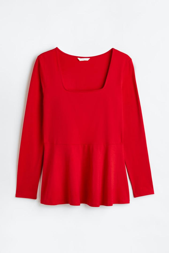 H & M - H & M+ Peplum Top - Red