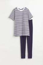 H & M - Mama Cotton Nursing Top And Leggings - Blue