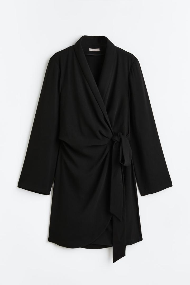 H & M - Wrap-front Jacket Dress - Black