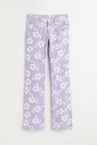 H & M - Low Waist Flared Twill Pants - Purple