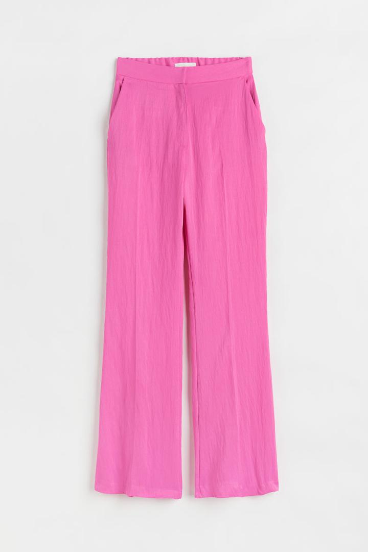 H & M - Flared Lyocell-blend Pants - Pink