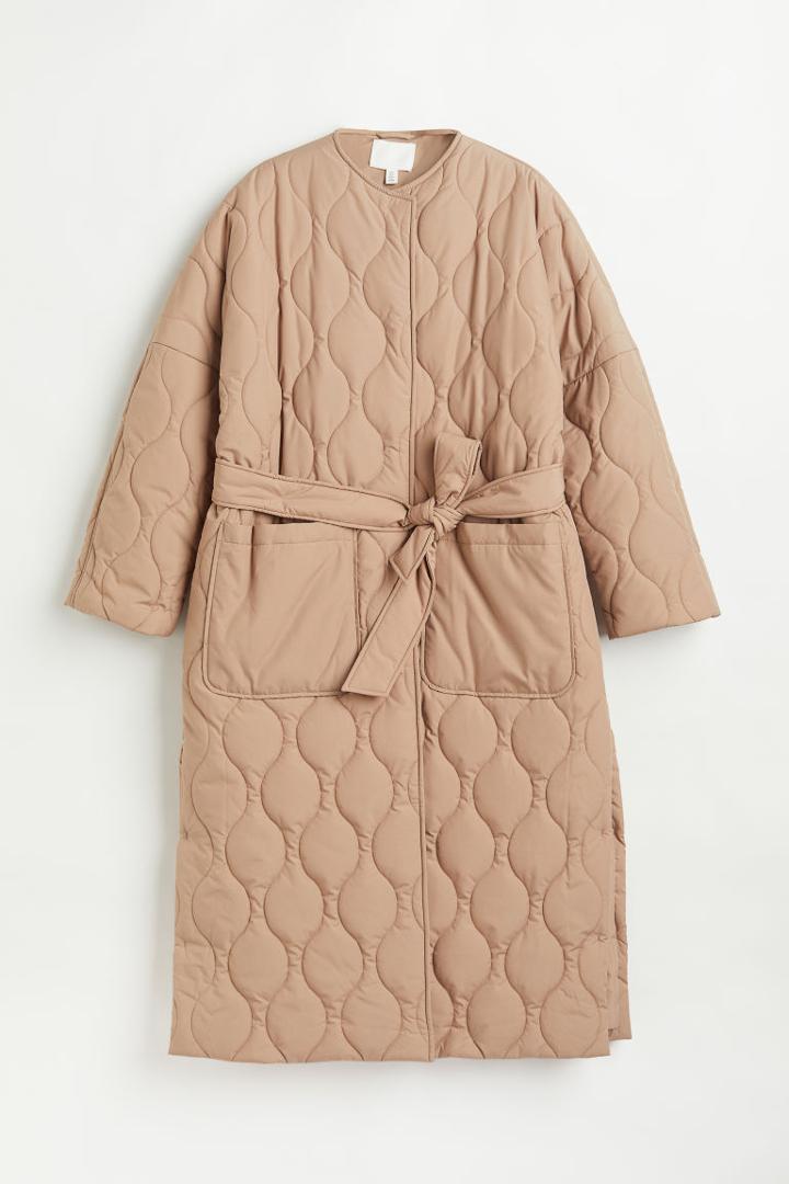 H & M - Quilted Coat - Beige