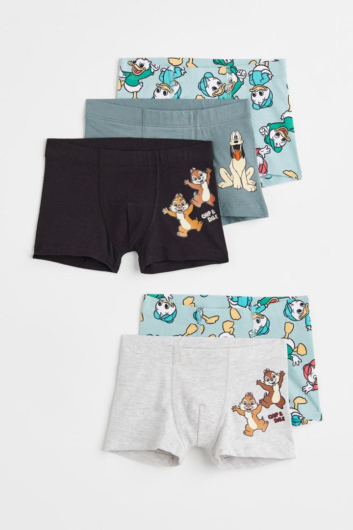 H & M - 5-pack Print-motif Cotton Boxer Shorts - Turquoise