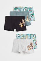 H & M - 5-pack Print-motif Cotton Boxer Shorts - Turquoise