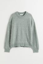 H & M - Beaded Sweater - Green