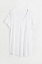 H & M - H & M+ Linen-blend T-shirt - White