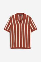 H & M - Regular Fit Fine-knit Cotton Polo Shirt - Orange