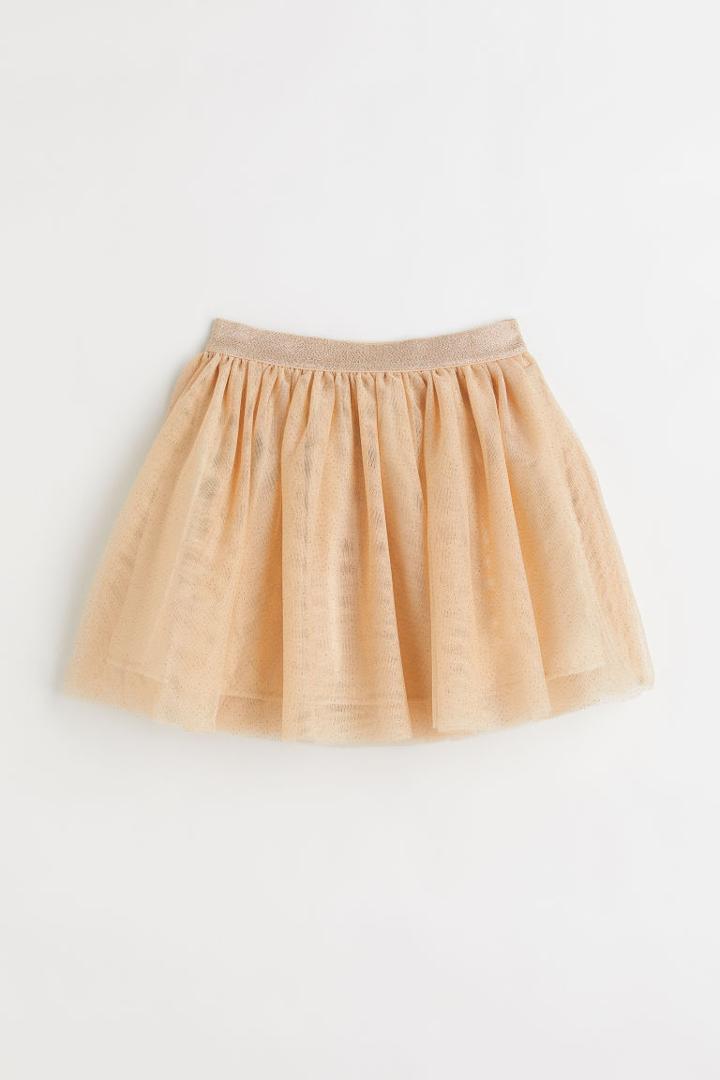 H & M - Glittery Tulle Skirt - Beige