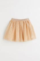 H & M - Glittery Tulle Skirt - Beige