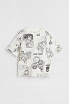 H & M - Boxy Printed T-shirt - White