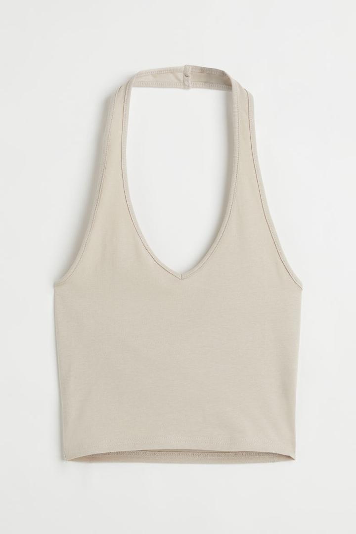 H & M - Halterneck V-neck Top - Brown