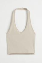 H & M - Halterneck V-neck Top - Brown
