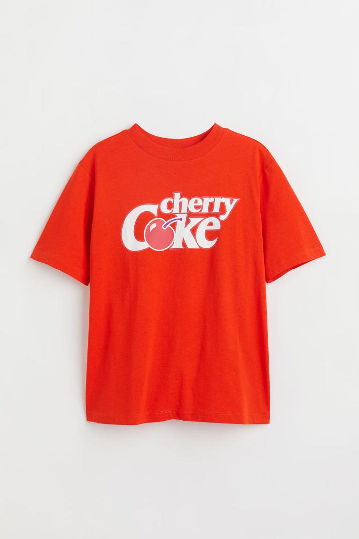 H & M - T-shirt With Motif - Orange