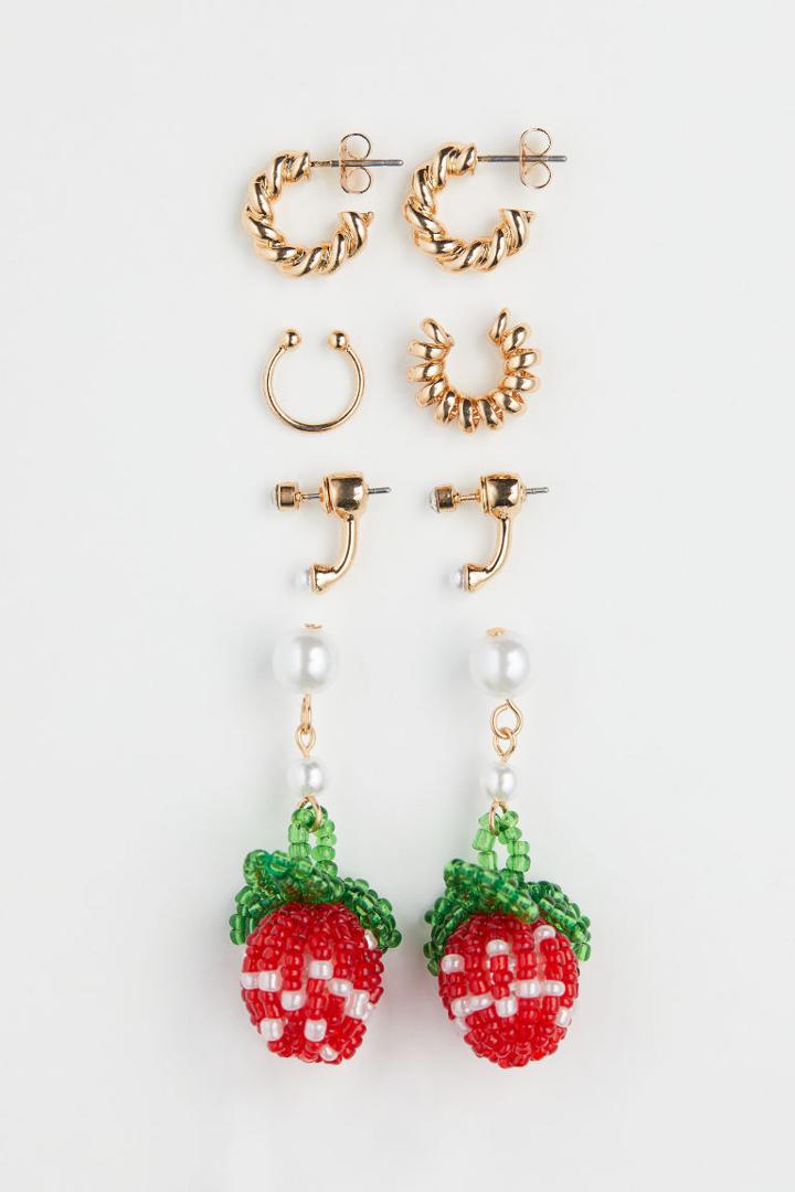 H & M - 5-pack Earrings And Ear Cuffs - Gold