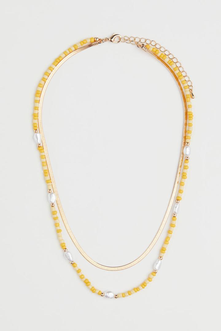 H & M - Double-strand Necklace - Yellow