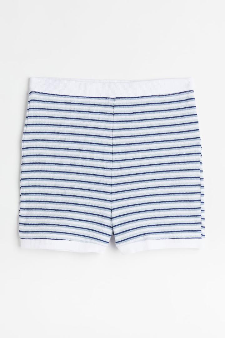 H & M - Jersey Shorts With High Waist - Blue