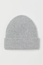 H & M - Rib-knit Cashmere Hat - Gray