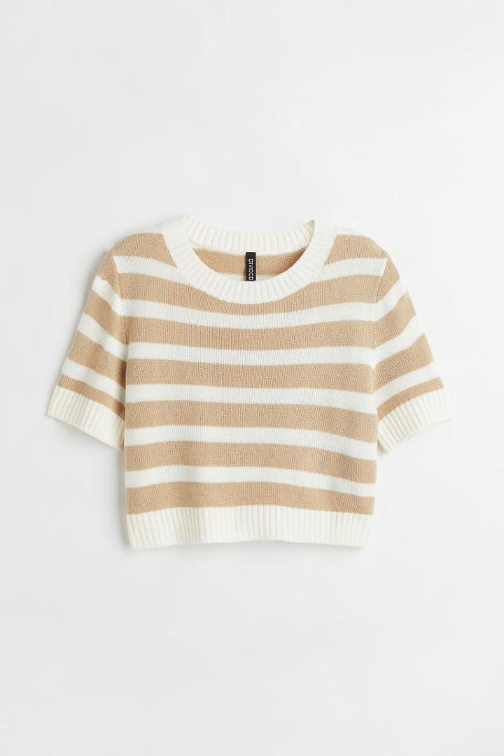 H & M - Knit Crop Top - White