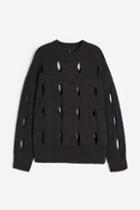 H & M - Hole-knit Sweater - Gray