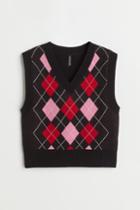H & M - Jacquard-knit Sweater Vest - Black