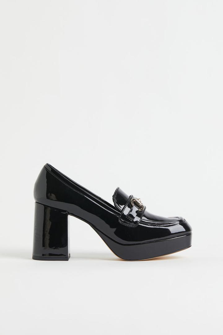 H & M - Block-heeled Loafers - Black