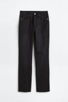 H & M - Curvy Fit Straight High Jeans - Black