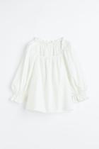H & M - Frill-trimmed Cotton Blouse - White