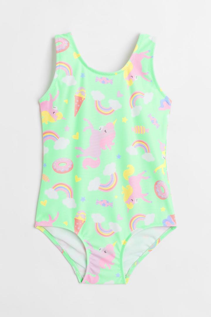 H & M - Patterned Swimsuit - Green