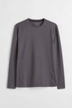H & M - Slim Fit Fast-drying Sports Shirt - Gray