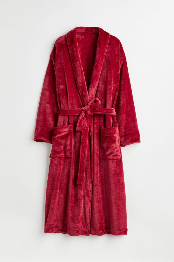 H & M - Fleece Bathrobe - Red