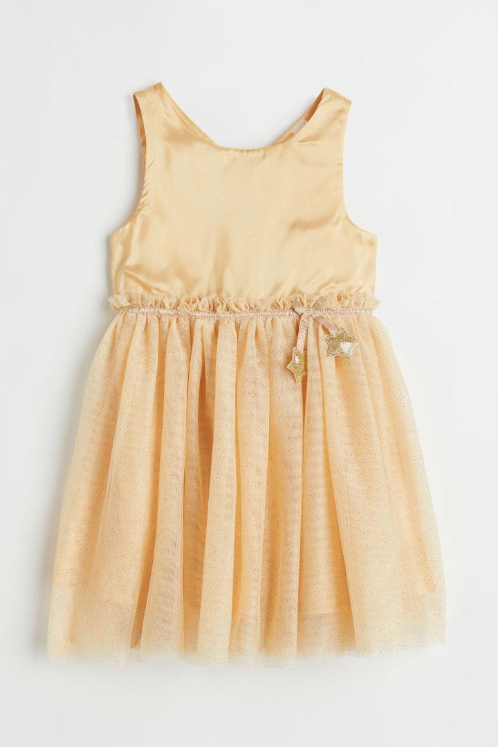 H & M - Tulle-skirt Dress - Yellow