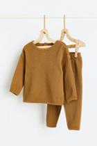 H & M - 2-piece Waffled Set - Yellow