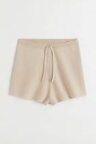 H & M - Garter-stitched Shorts - Beige