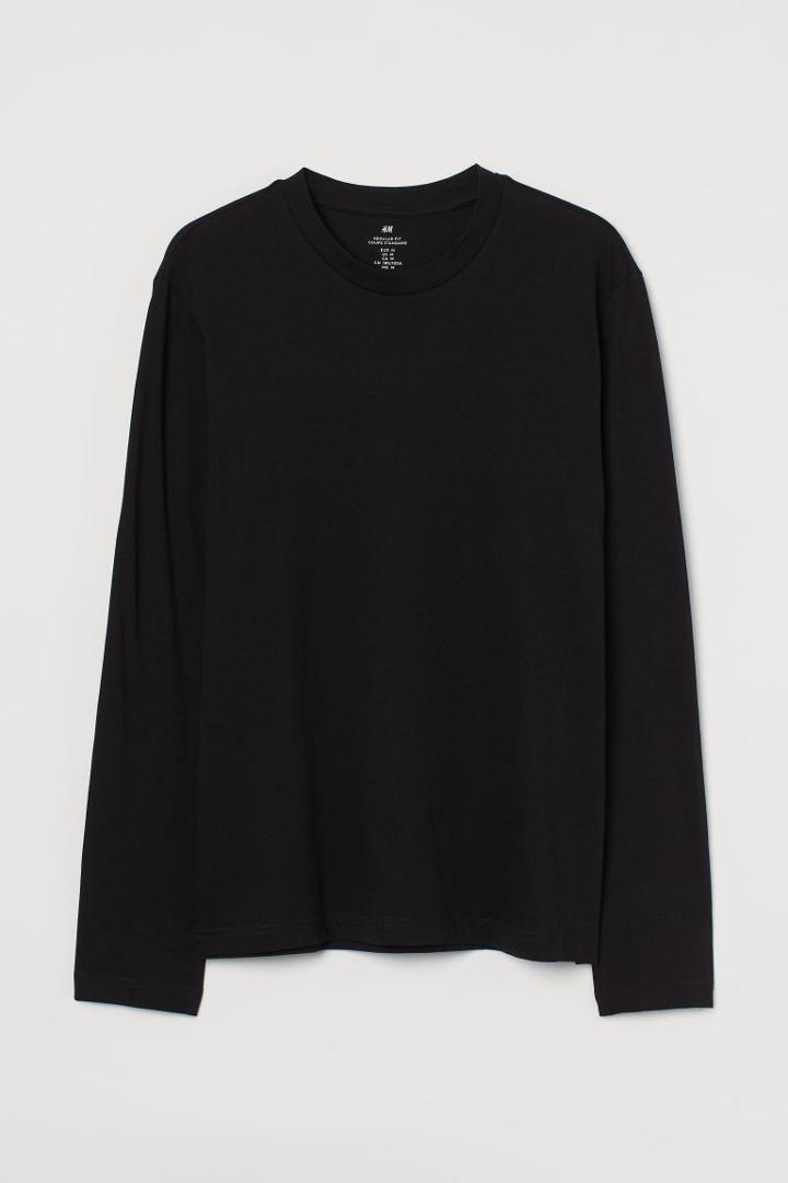 H & M - Regular Fit Jersey Shirt - Black