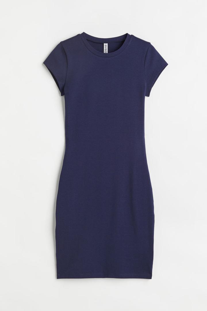 H & M - Cotton Bodycon Dress - Blue