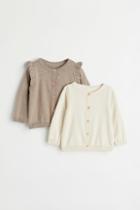 H & M - 2-pack Cotton Cardigans - Beige