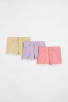 H & M - 3-pack Lace-trimmed Twill Shorts - Pink