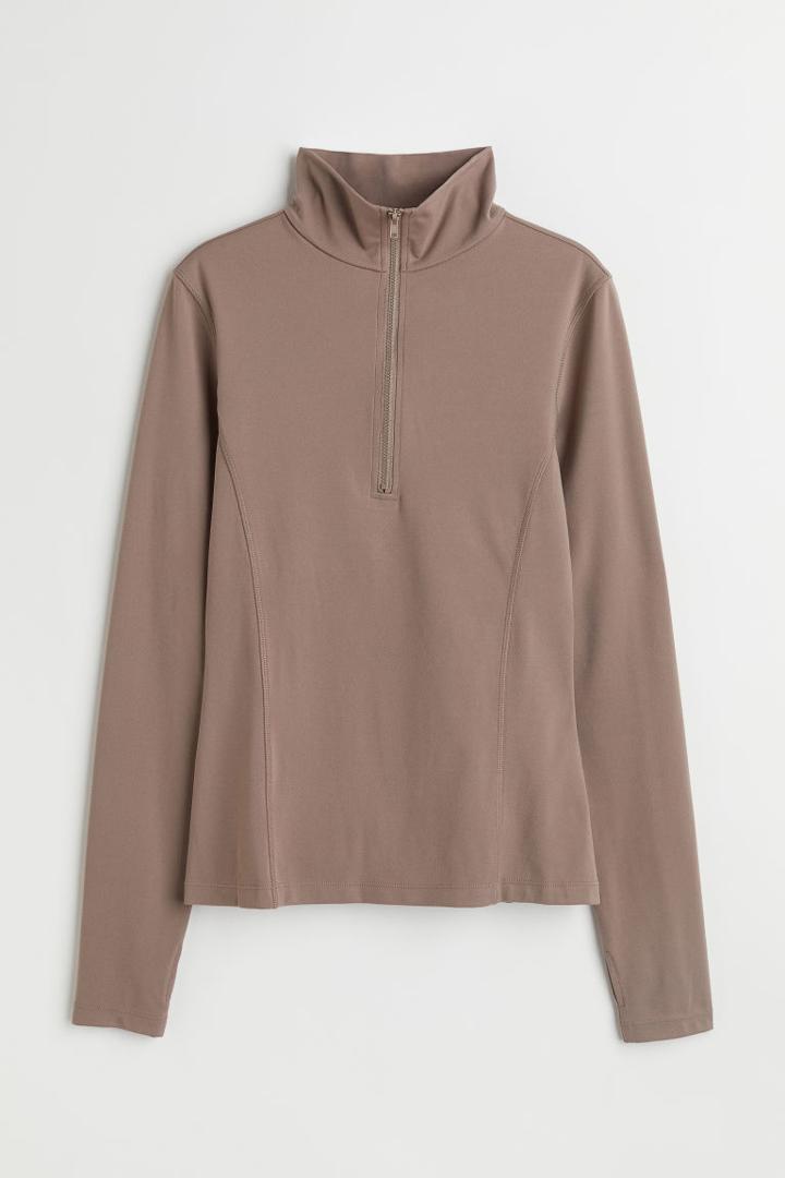 H & M - Thermolite Half-zip Top - Beige