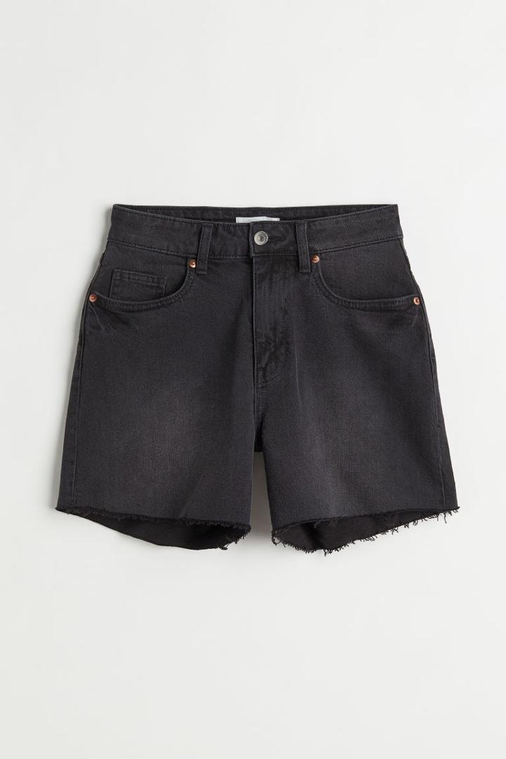 H & M - Denim Shorts High Waist - Gray