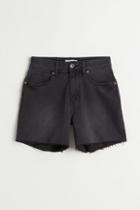 H & M - Denim Shorts High Waist - Gray
