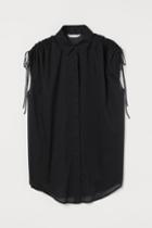 H & M - Sleeveless Cotton Shirt - Black
