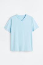 H & M - Regular Fit V-neck T-shirt - Blue