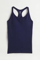H & M - Seamless Top With Sports Bra - Blue